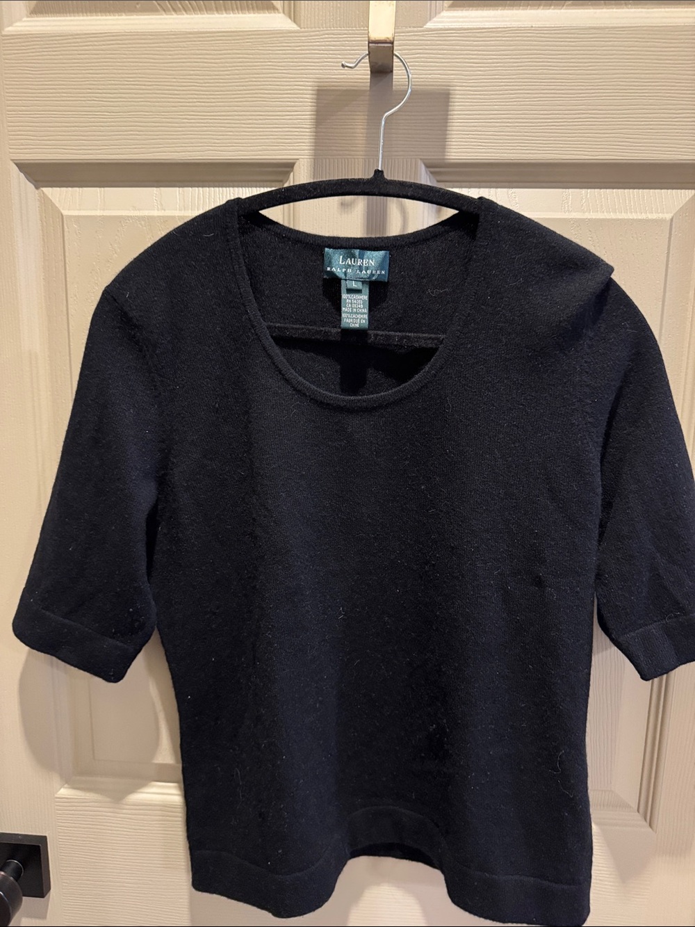 Lauren Ralph Lauren Black Short-Sleeve Knit Top